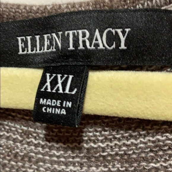 ELLEN TRACY sweater/ tunic XXL brown/ white - Picture 4 of 6